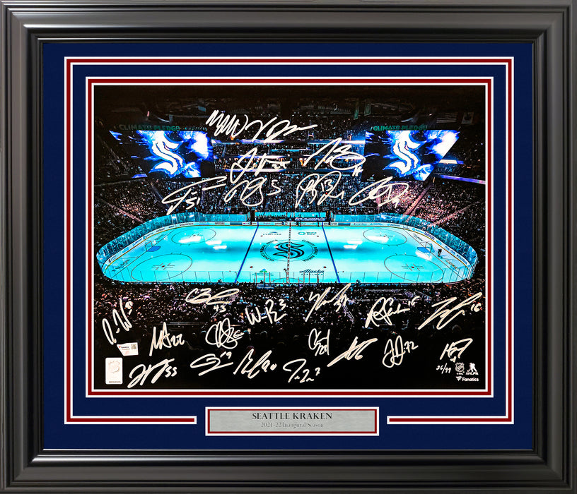 Seattle Kraken 2021-22 Inaugural Team Signed Autographed Framed 16x20 Photo With 24 Signatures Including Jordan Eberle & Yanni Gourde #/99 Fanatics Holo Stock #218624