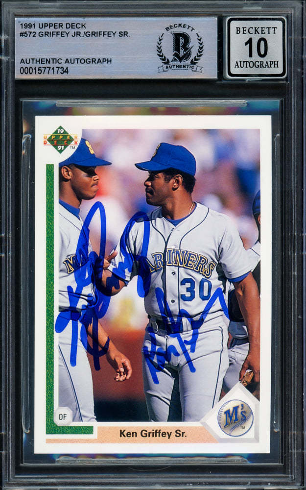 Ken Griffey Jr. & Sr. Autographed 1991 Upper Deck Card #572