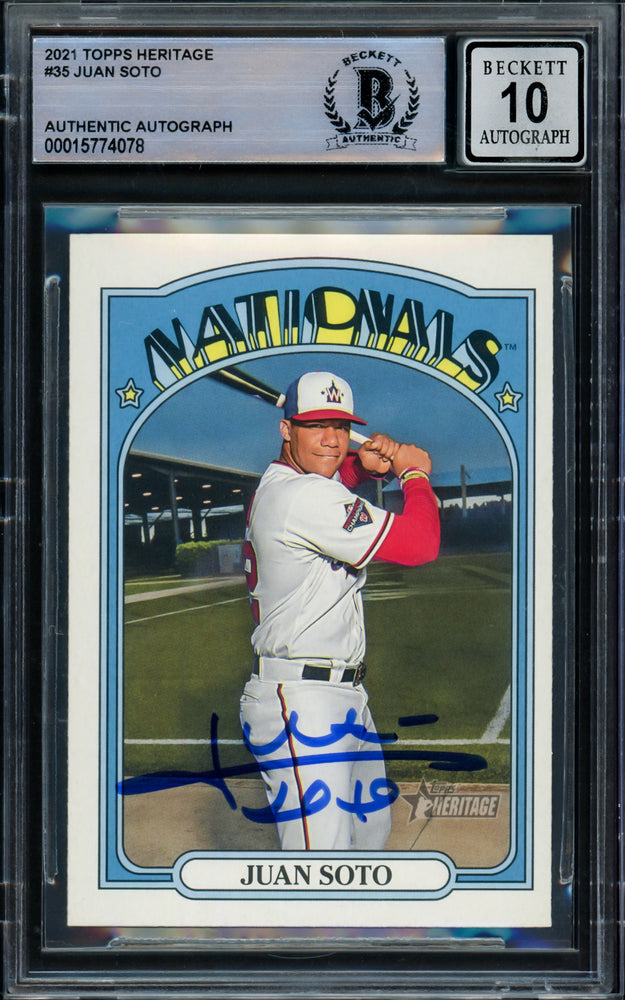 Juan Soto Autographed 2021 Topps Heritage Card #35 Washington