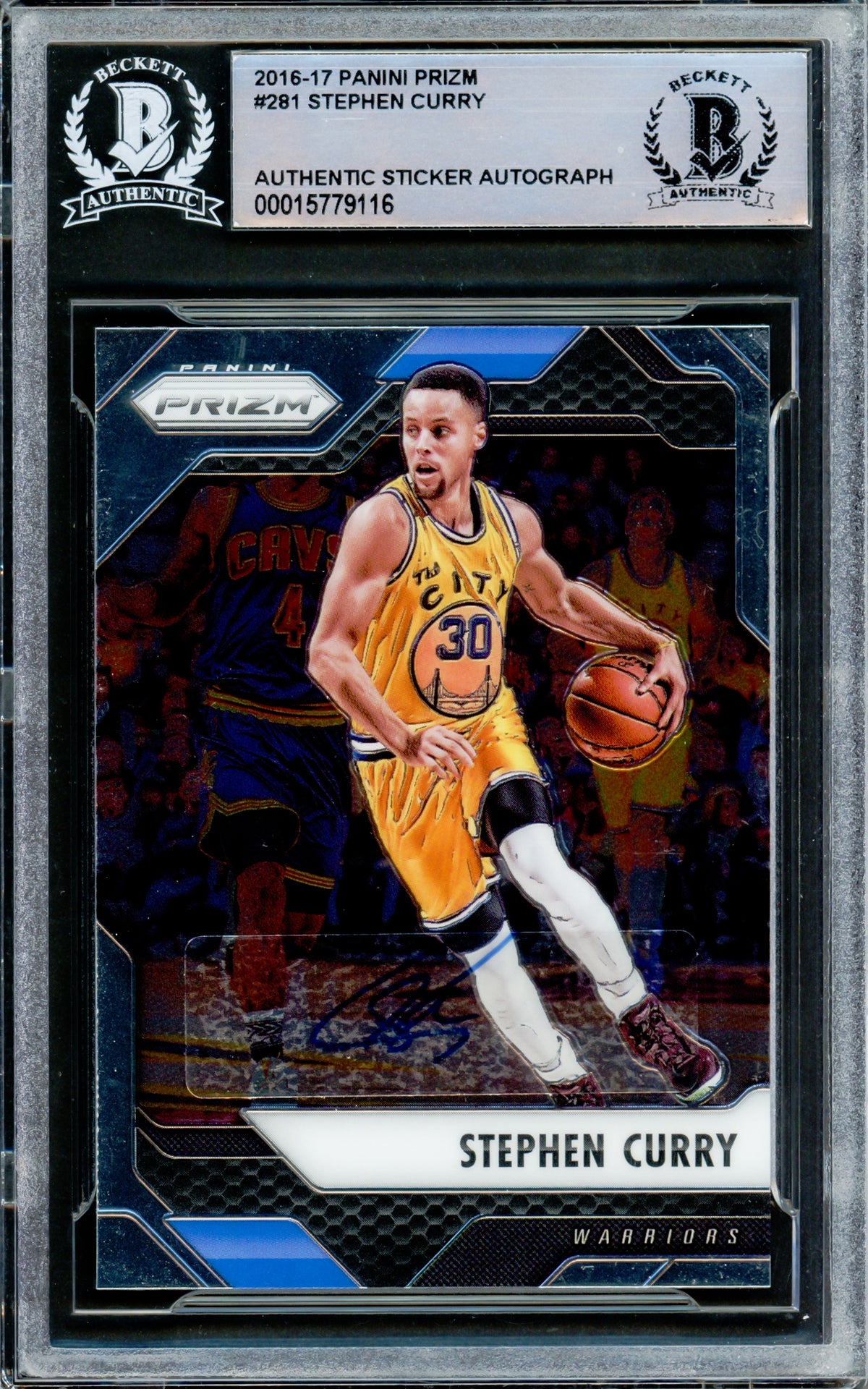 Stephen Curry Autographed 2016-17 Panini Prizm Card #281 Golden 