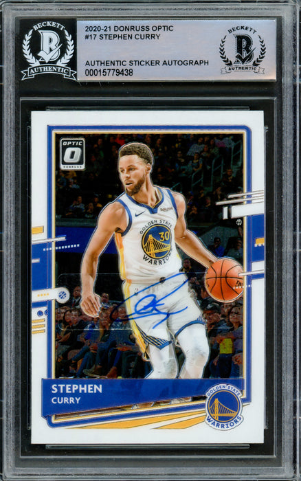 Stephen Curry Autographed 2020-21 Donruss Optic Card #17 Golden State Warriors Beckett BAS Stock #216853