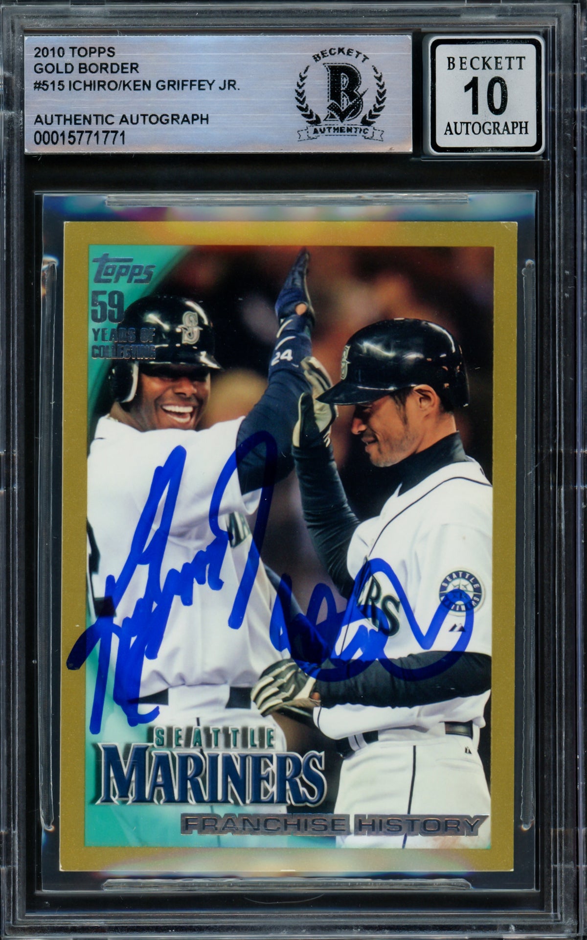 Ken Griffey Jr. & Ichiro Suzuki Autographed 2010 Topps Gold Card