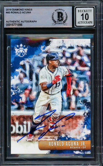 Ronald Acuna Jr. Autographed 2019 Panini Diamond Kings Card #40 Atlanta Braves Auto Grade Gem Mint 10 Beckett BAS #15771896