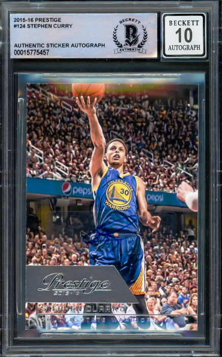 Stephen Curry Autographed 2015-16 Panini Prestige Card #124 Golden