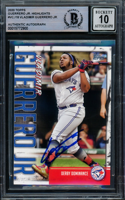 Vladimir Guerrero Jr. Autographed 2020 Topps Highlights Card #VGJ-18 Toronto Blue Jays Auto Grade Gem Mint 10 Beckett BAS #15772900