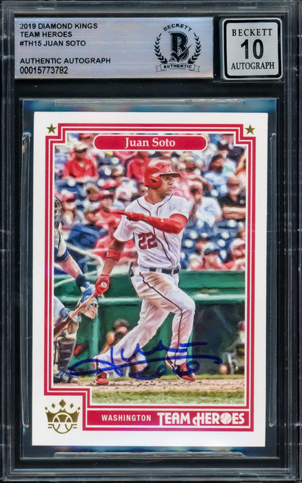 Juan Soto Autographed 2019 Panini Diamond Kings Card #TH15 Washington Nationals Auto Grade Gem Mint 10 Beckett BAS #15773782