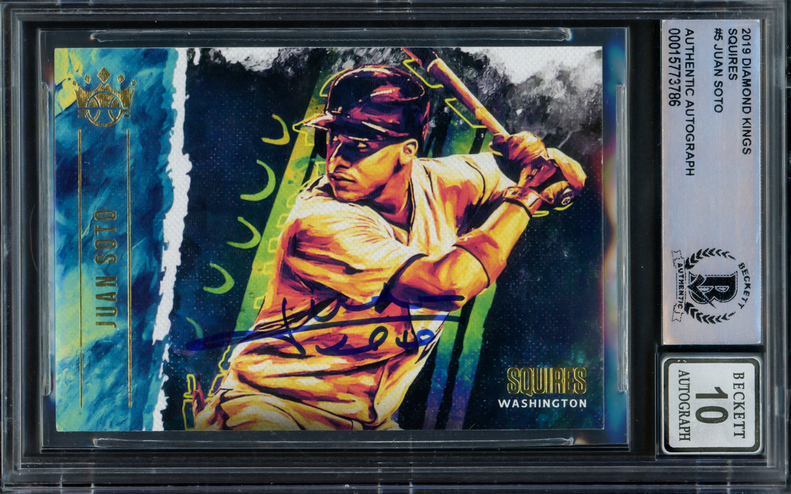 Juan Soto Autographed 2019 Panini Diamond Kings Card #S5 Washington Nationals Auto Grade Gem Mint 10 Beckett BAS #15773786