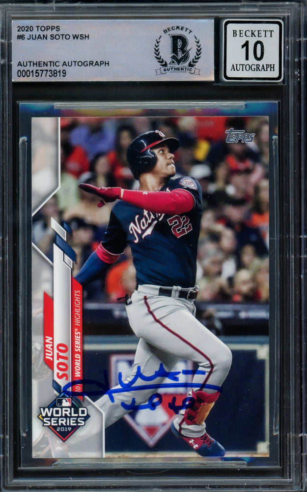Juan Soto Autographed 2020 Topps World Series Card #6 Washington Nationals Auto Grade Gem Mint 10 Beckett BAS #15773819