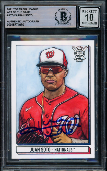 Juan Soto Autographed 2021 Topps Big League Art of the Game Card #ATG-JS Washington Nationals Auto Grade Gem Mint 10 Beckett BAS #15774066