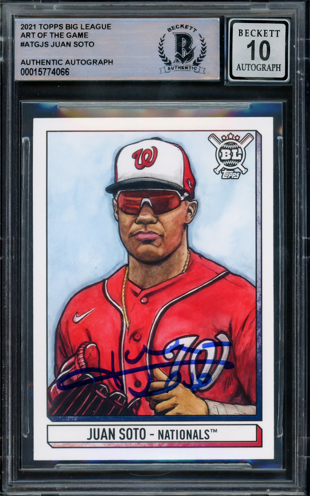 Juan Soto Autographed 2021 Topps Big League Art of the Game Card #ATG-JS Washington Nationals Auto Grade Gem Mint 10 Beckett BAS #15774066