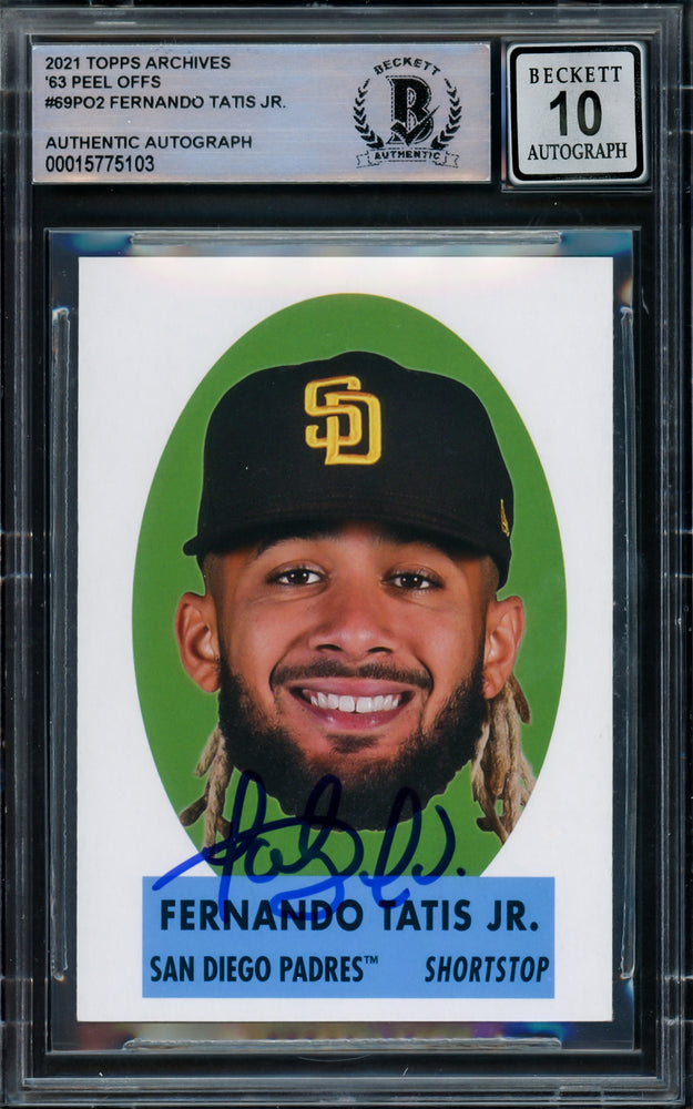 Fernando Tatis Jr. Autographed 2021 Topps Archives Card #69PO-2 San Diego Padres Auto Grade Gem Mint 10 Beckett BAS #15775103