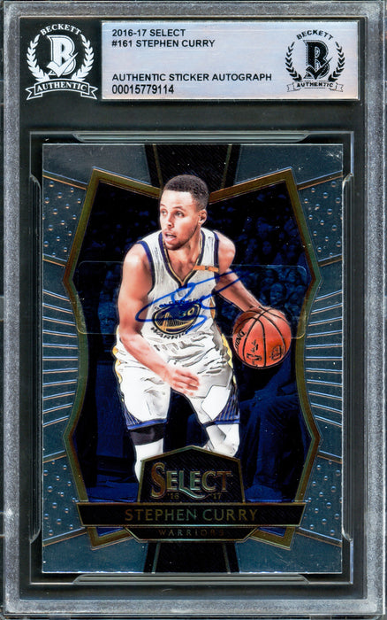 Stephen Curry Autographed 2016-17 Panini Select Card #161 Golden State Warriors Beckett BAS #15779114