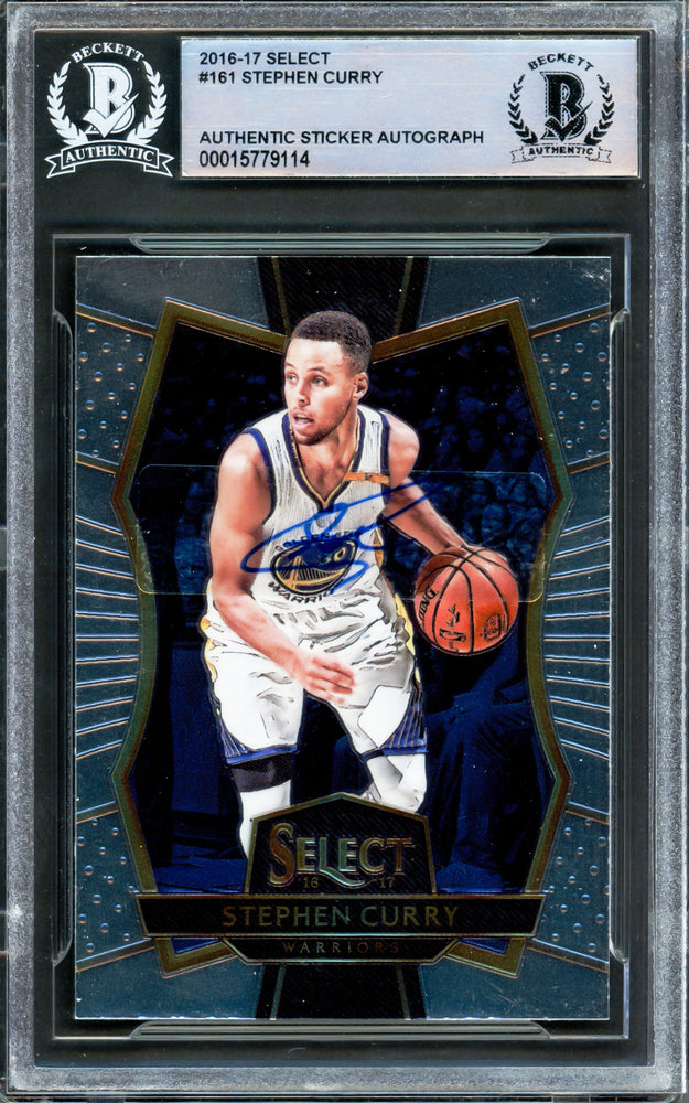 Stephen Curry Autographed 2016-17 Panini Select Card #161 Golden State Warriors Beckett BAS #15779114