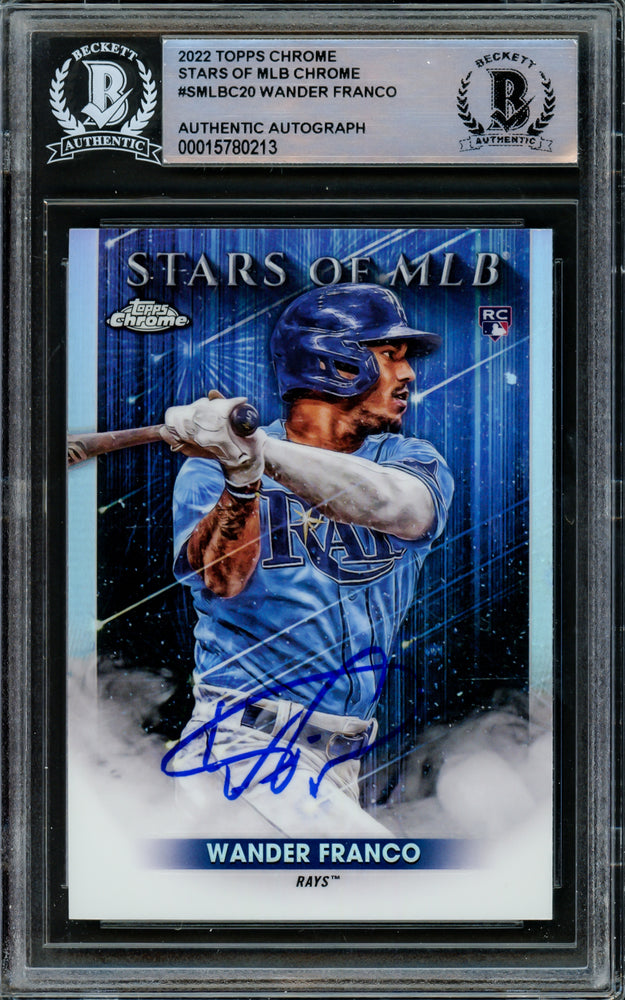 Wander Franco Autographed 2022 Topps Chrome Stars of MLB Rookie Card #SMLBC-20 Tampa Bay Rays Beckett BAS #15780213