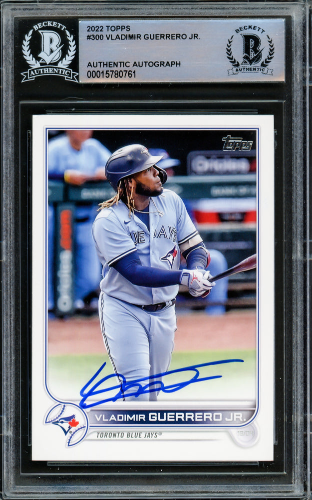 Vladimir Guerrero Jr. Autographed 2022 Topps Card #300 Toronto Blue Jays Beckett BAS #15780761