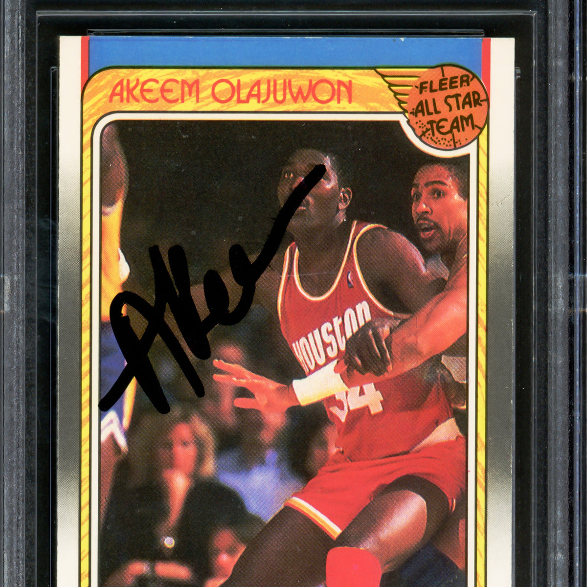 Hakeem Olajuwon Autographed 1988-89 Fleer Card #126 Houston Rockets Be — RSA