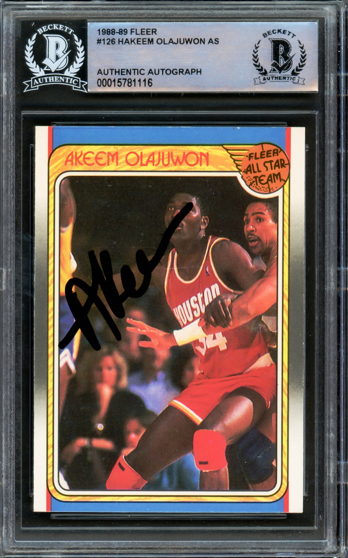 Hakeem Olajuwon Autographed 1988-89 Fleer Card #126 Houston