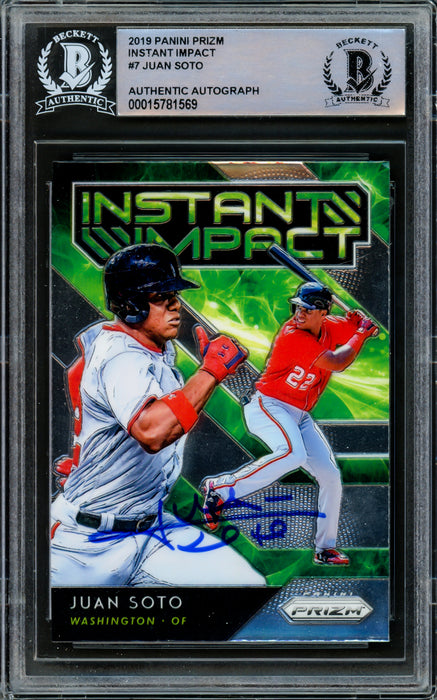 Juan Soto Autographed 2019 Panini Prizm Instant Impact Card #II-7 Washington Nationals Beckett BAS #15781569