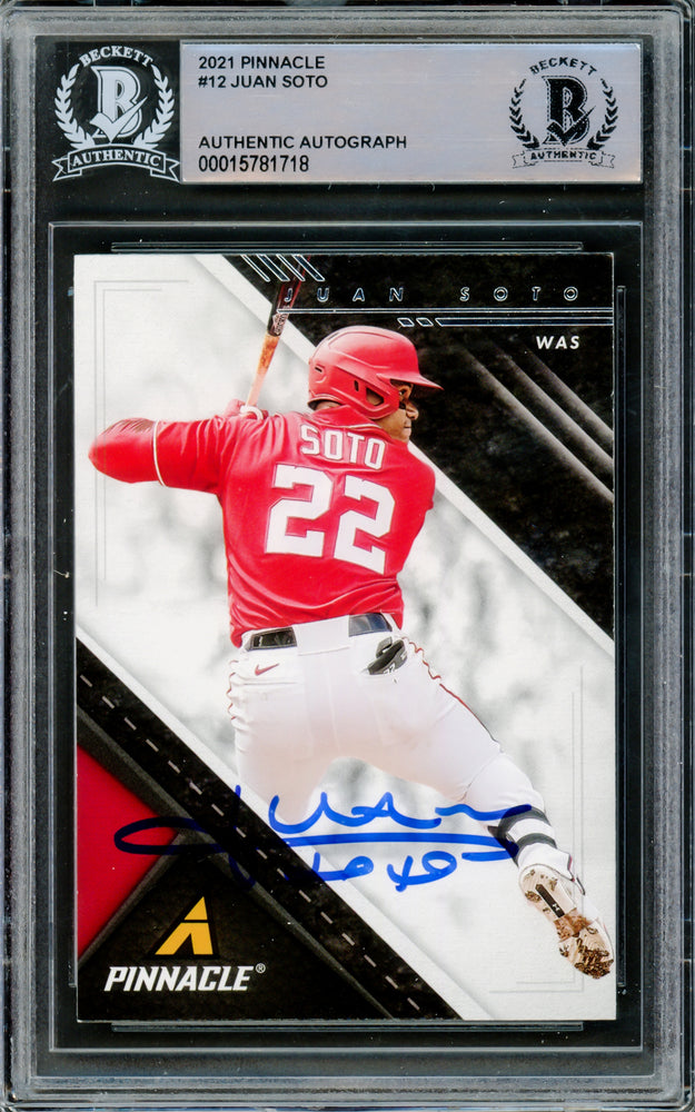 Juan Soto Autographed 2021 Panini Chronicles Pinnacle Card #12 Washington Nationals Beckett BAS #15781718