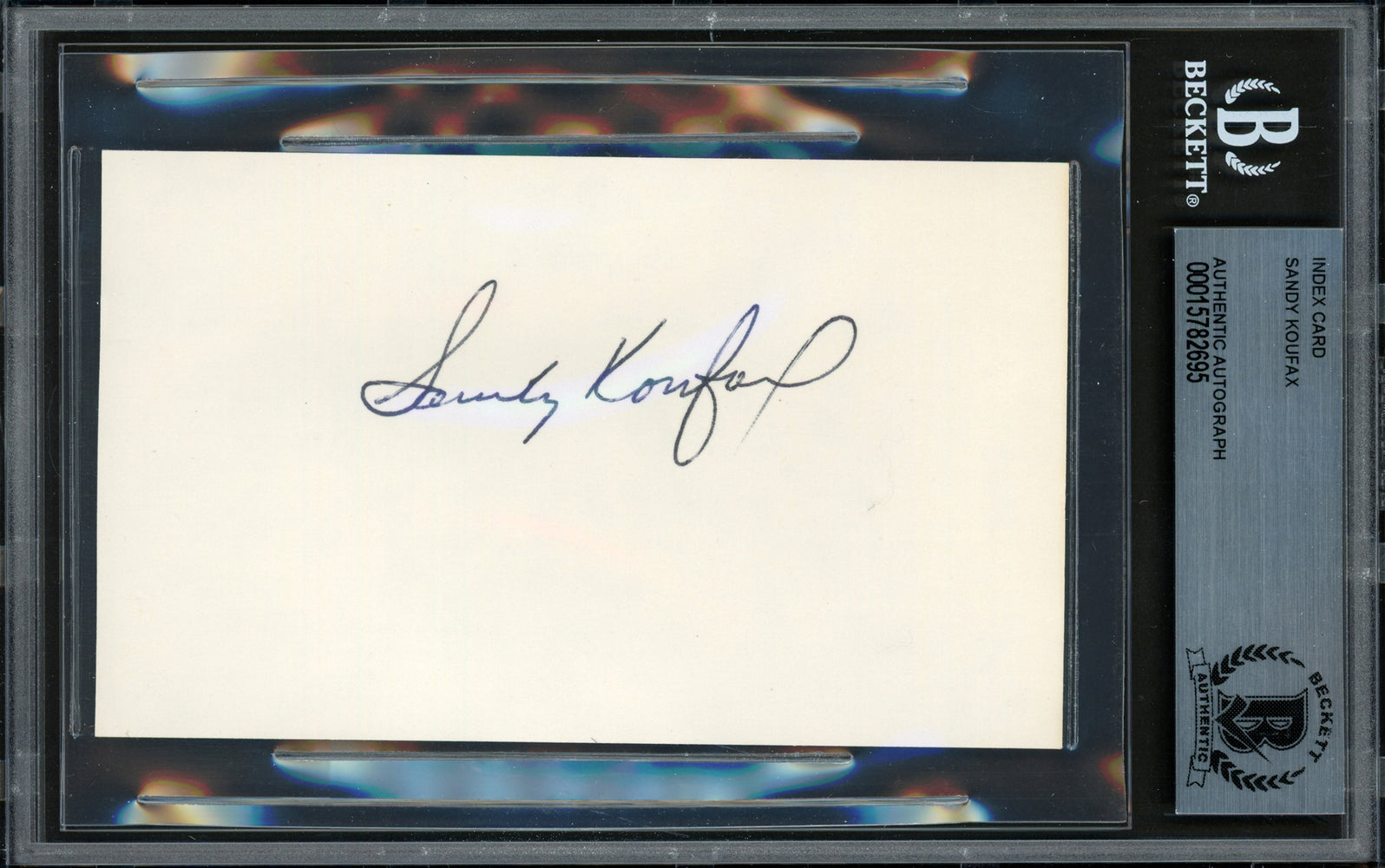 Sandy Koufax Autographed 3x5 Index Card Los Angeles Dodgers Beckett BAS #15782695