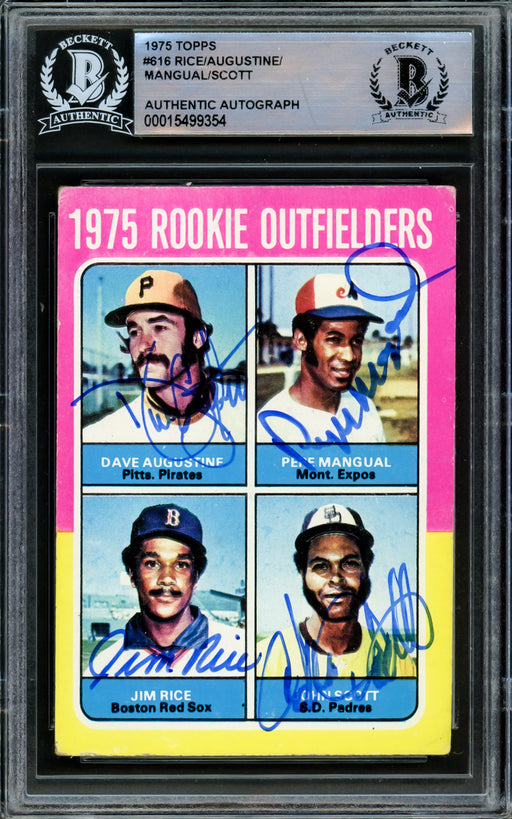 1975 Topps Card #616 Autographed Signed By All 4 Including Jim Rice Beckett BAS #15499354