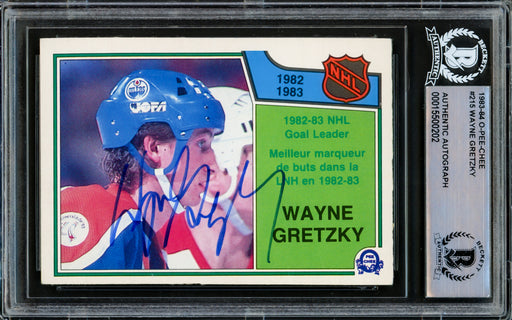 Wayne Gretzky Autographed 1983-84 O-Pee-Chee Card #215 Edmonton Oilers Vintage Signature Beckett BAS #15500202
