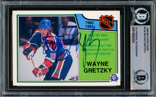 Wayne Gretzky Autographed 1983-84 O-Pee-Chee Card #216 Edmonton Oilers Vintage Signature Beckett BAS #15500204