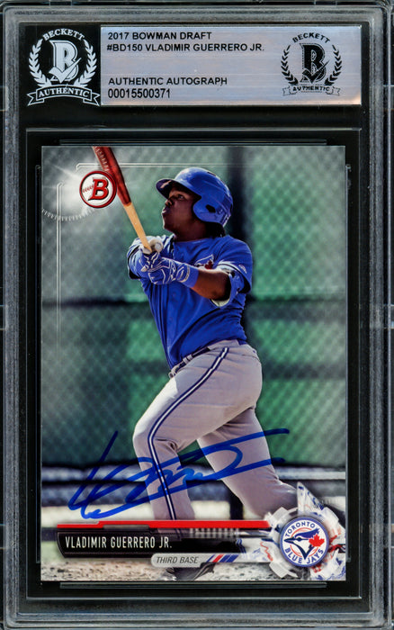 Vladimir Guerrero Jr Autographed 2017 Bowman Draft Rookie Card #BD150 Toronto Blue Jays Beckett BAS #15500371