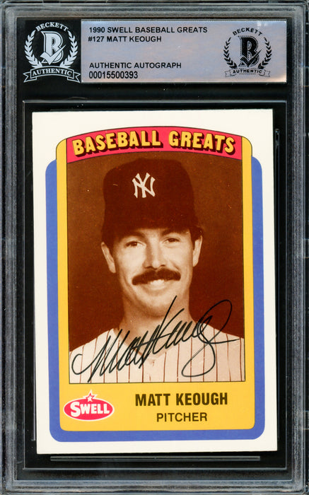 Matt Keough Autographed 1990 Swell Baseball Greats Card #127 New York Yankees Beckett BAS #15500393