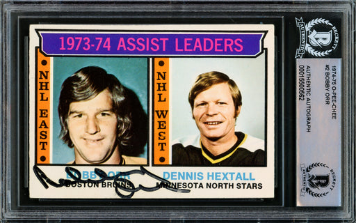 Bobby Orr Autographed 1974-75 O-Pee-Chee Card #2 Boston Bruins Beckett BAS #15500562