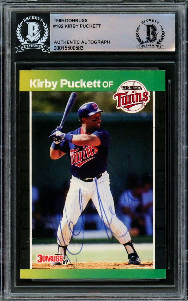 Kirby Puckett Autographed 1989 Donruss Card #182 Minnesota Twins Beckett BAS #15500583