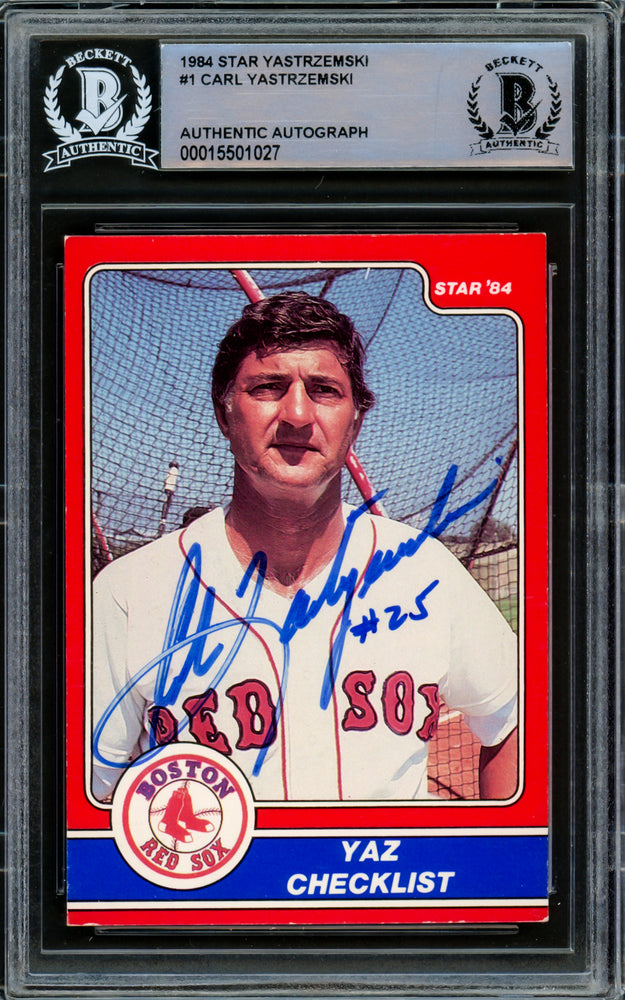 Carl Yastrzemski Autographed 1984 Star Card #1 Boston Red Sox Beckett BAS #15501027