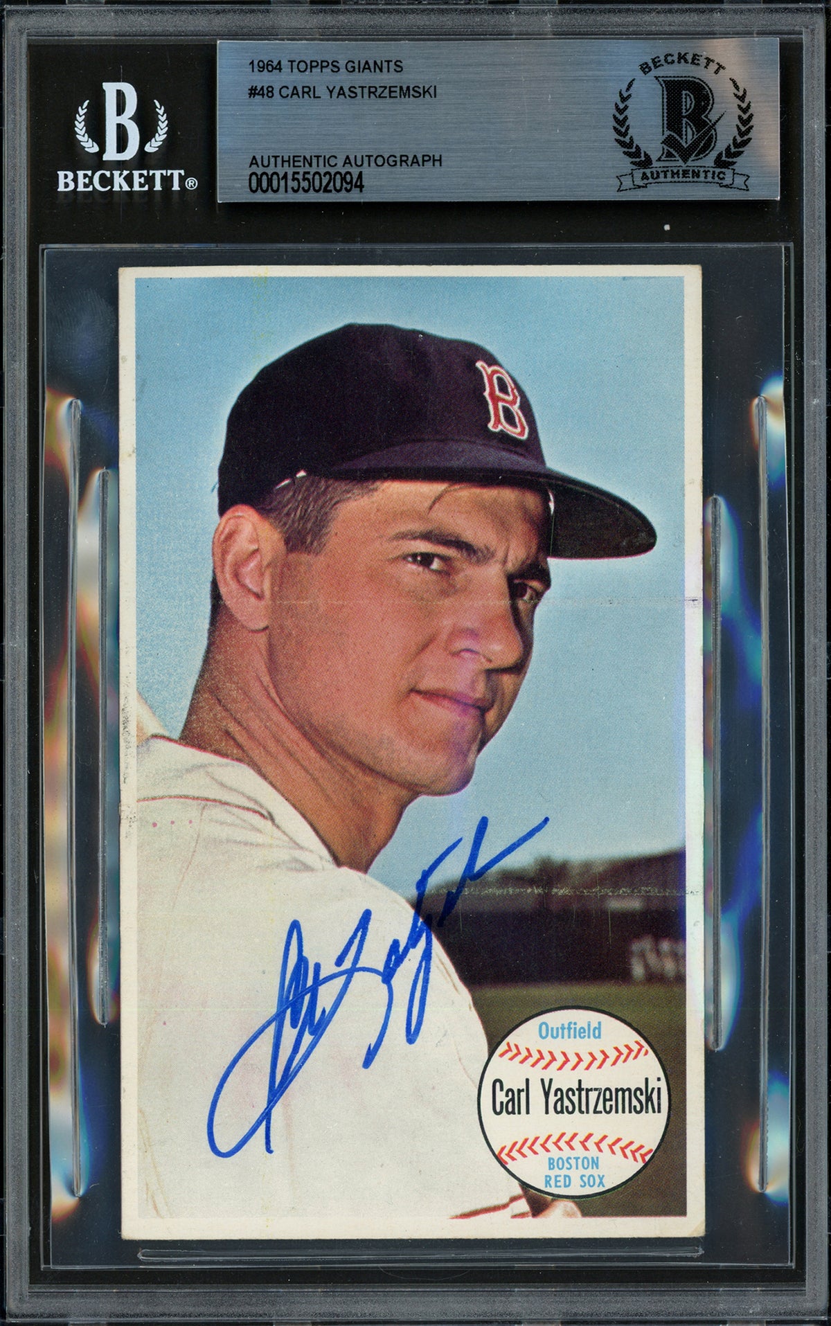 Carl Yastrzemski Autographed 1964 Topps Giants Card #48 Boston Red