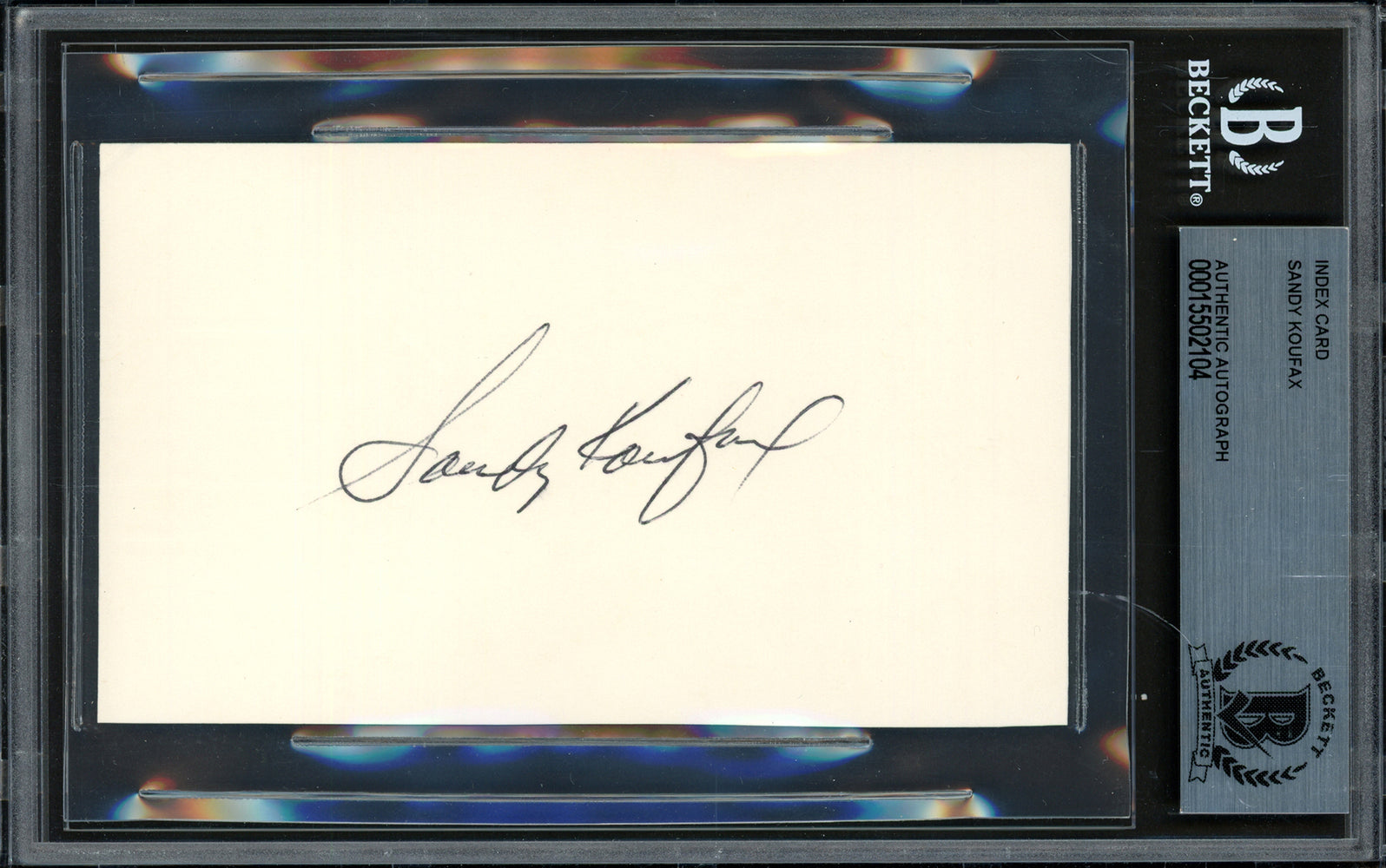 Sandy Koufax Autographed 3x5 Index Card Los Angeles Dodgers Beckett BAS #15502104