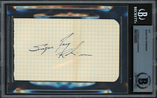 Sugar Ray Robinson Autographed 3x5 Cut Signature Beckett BAS #15502253