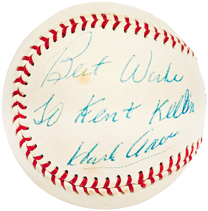 Hank Aaron Autographed Official Wilson Major League Baseball Atlanta Braves "Best Wishes To Kent" Vintage Signature Beckett BAS #AC56711