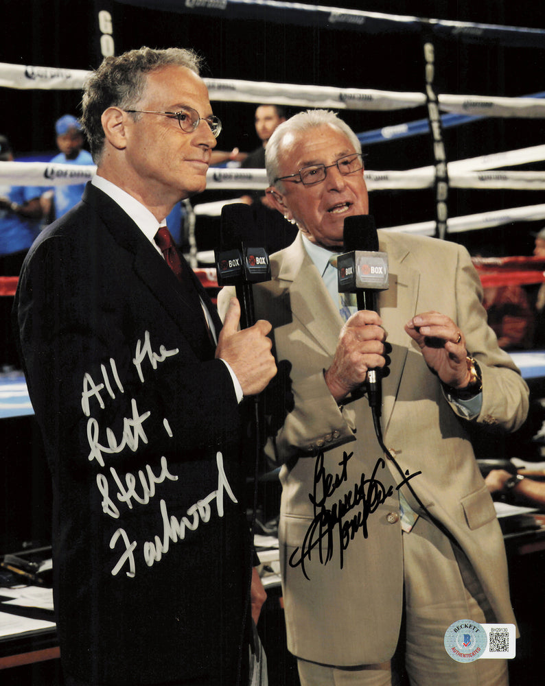 Barry Tompkins & Steve Farhood Autographed 8x10 Photo Announcer Beckett BAS QR #BH29130