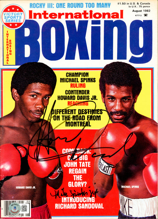 Howard Davis & Michael Spinks Autographed International Boxing Magazine Beckett BAS #BH29300