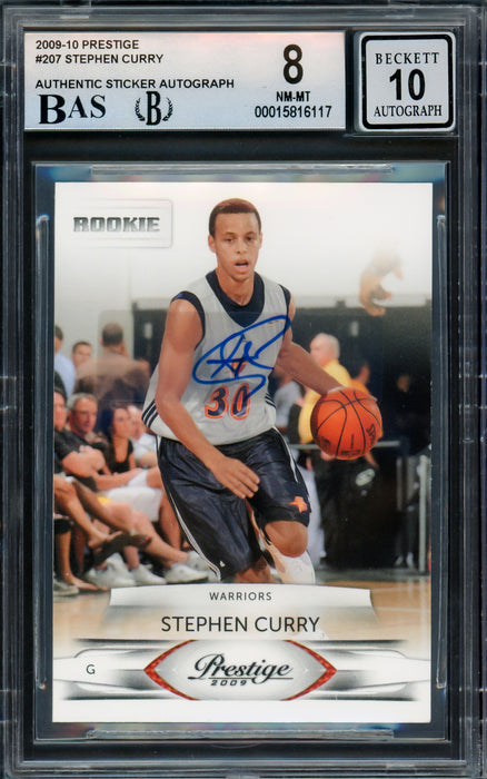 steph curry graded card Stephen Curry Autographed 2009-10 Panini Prestige Rookie Card #207 Gol — RSA