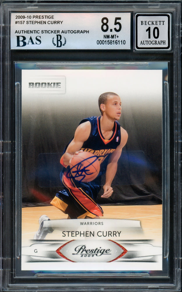 Stephen Curry Autographed 2009-10 Panini Prestige Rookie Card #157 Gol — RSA