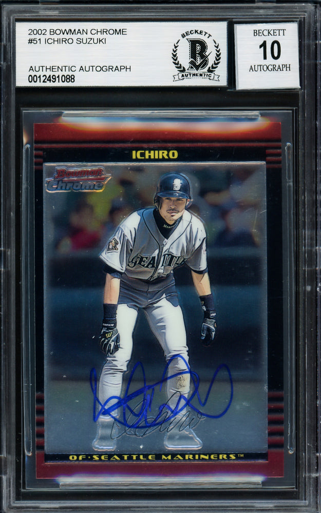 Ichiro Suzuki Autographed 2002 Bowman Chrome Card #51 Seattle