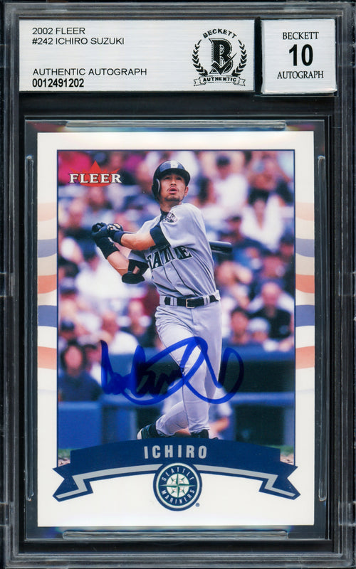 Ichiro Suzuki Autographed 2002 Fleer Card #242 Seattle Mariners