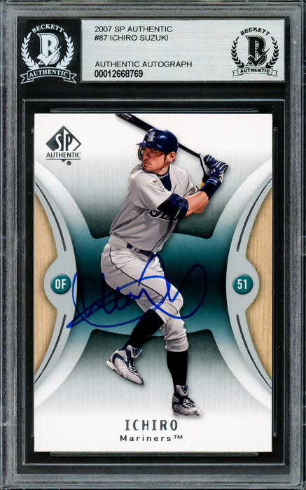 Ichiro Suzuki Autographed 2007 SP Authentic Card #87 Seattle Mariners Beckett BAS Stock #220265