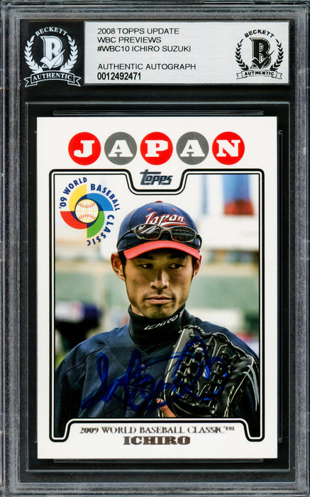 Ichiro Suzuki Autographed 2008 Topps Update WBC Preview Card #WBC10 Seattle Mariners Beckett BAS Stock #220267
