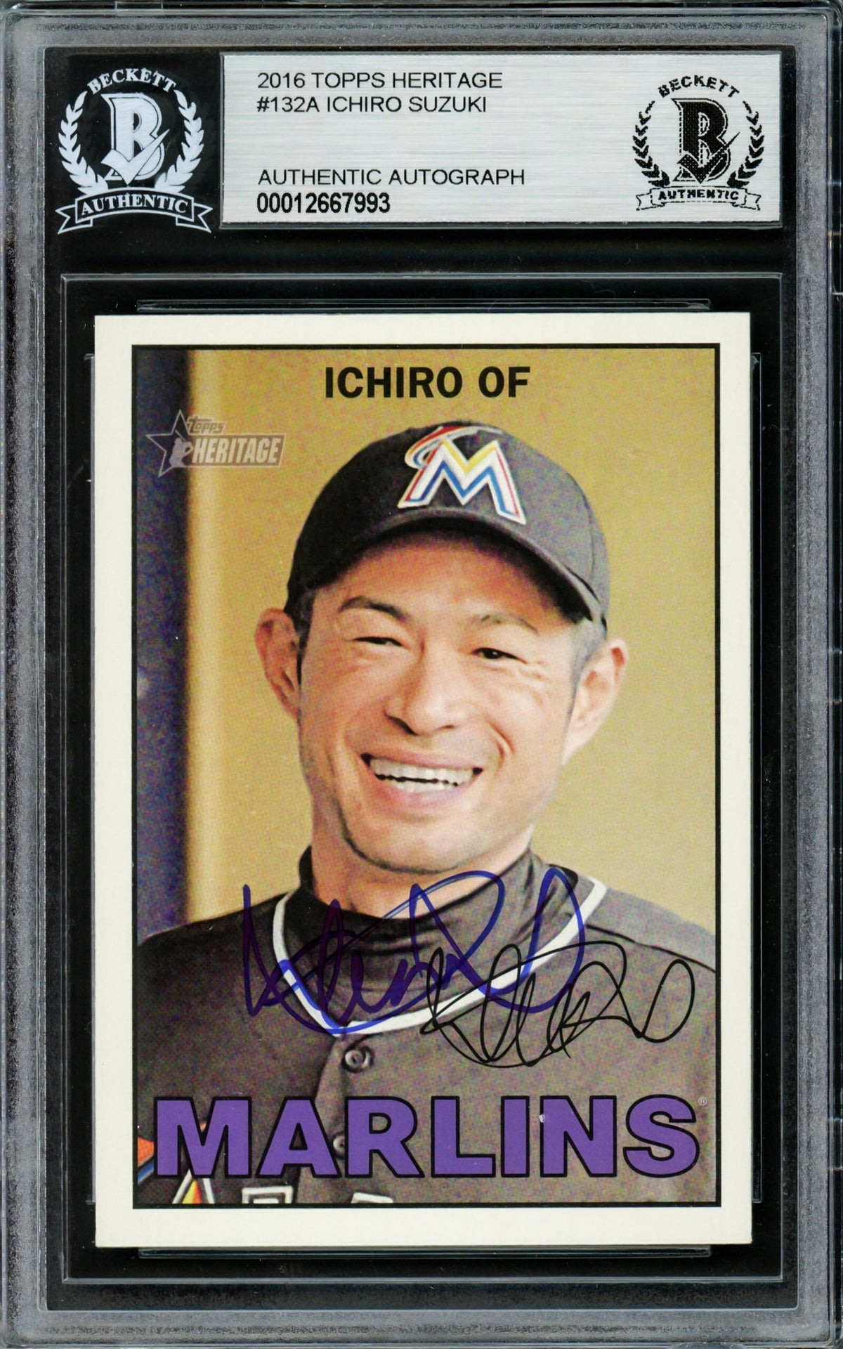 Ichiro Suzuki Autographed 2016 Topps Heritage Card #132 Seattle