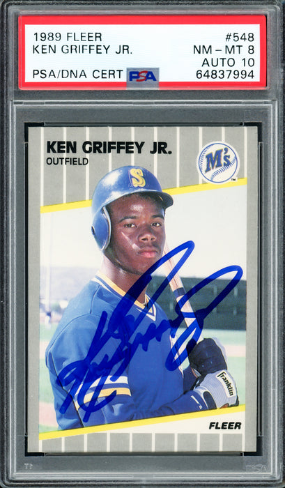 Ken Griffey Jr. Autographed 1989 Fleer Rookie Card #548 Seattle Marine — RSA