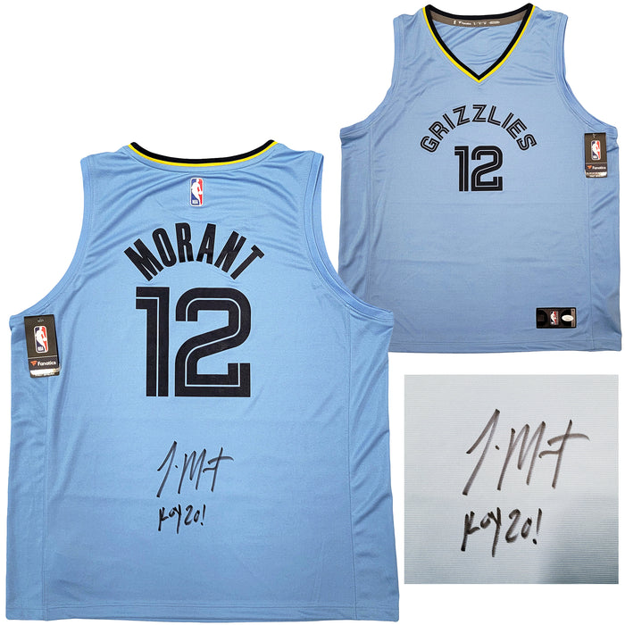Memphis Grizzlies Ja Morant Autographed Light Blue Fanatics Jersey Size XL "ROY 20" JSA Stock #207962