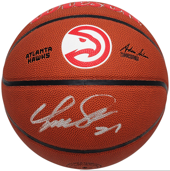 Dominique Wilkins Autographed Official Hawks Logo Wilson Basketball Atlanta Hawks Beckett BAS Witness Stock #207947 - RSA