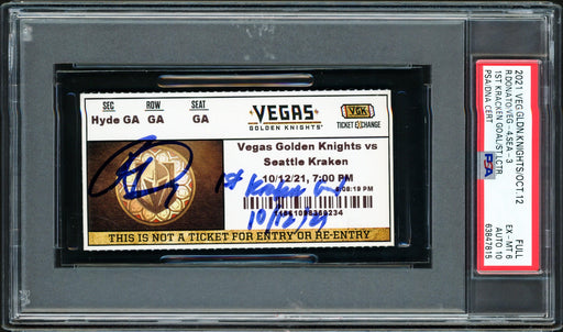 Ryan Donato Autographed Seattle Kraken Inaugural First Game Ticket PSA 6 Auto Grade Gem Mint 10 "1st Kraken Goal 10/12/21" PSA/DNA #63847815 - RSA