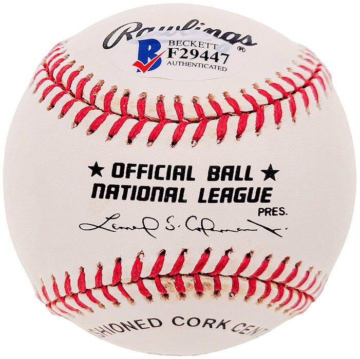 Billy Loes Autographed Official NL Baseball Brooklyn Dodgers Beckett BAS #F29447 - RSA